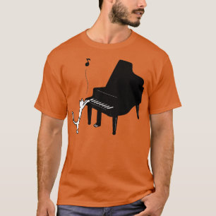 Cute Cat Playing Piano Funny Musician Art  T-Shirt