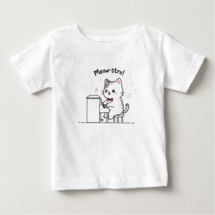 Cute Cat Playing Piano Music Baby T-Shirt