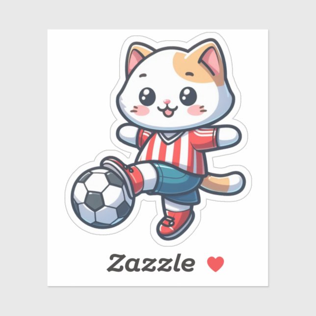 Cute Cat Playing Soccer - 01 (Sheet)