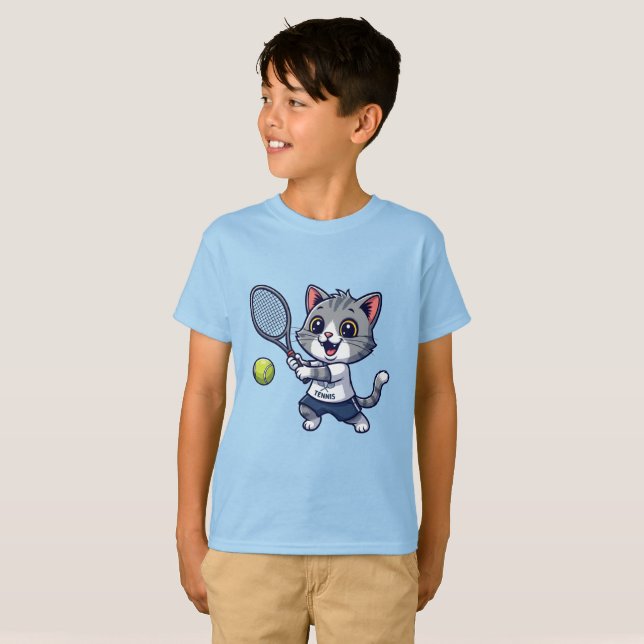 Cute cat playing tennis T-Shirt (Front Full)