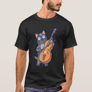 Cute Cat Playing The Cello And Wearing Sunglasses T-Shirt