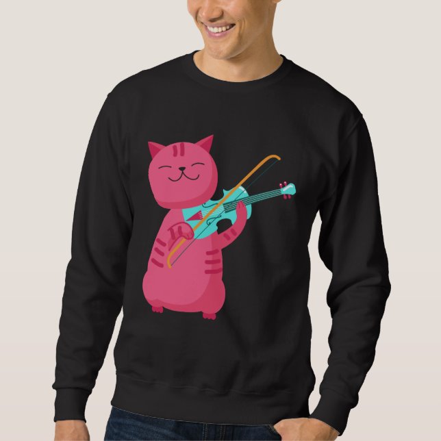 Cute Cat Playing the Violin Sweatshirt (Front)