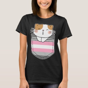 Cute Cat Pocket Demigirl Pride Flag LGBT Pride Mon T-Shirt