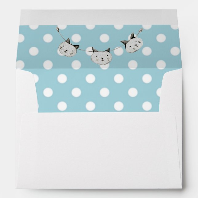 Cute Cat Polka Dot Baby Shower Envelope (Back (Bottom))