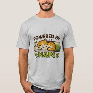 Cute Cat Powered by Naps Funny Sleeping Kitten Gra T-Shirt