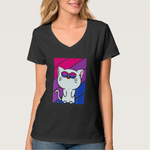 Cute Cat Pride Bisexual Flag LGBQ Proud Ally Pride T-Shirt