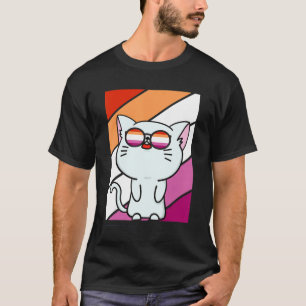Cute Cat Pride Lesbian Flag Lgbtq Proud Ally Pride T-Shirt