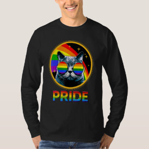 Cute Cat Pride Rainbow LGBTQ LGBT Gay Lesbian Prid T-Shirt