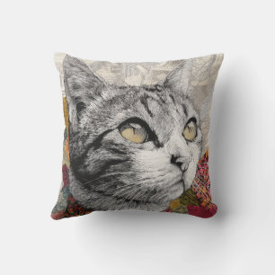 Cute Cat Print Throw Pillow