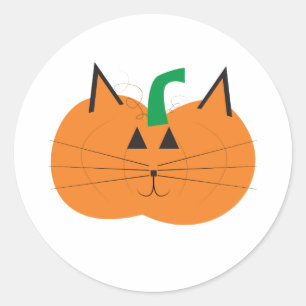 Cute Cat Pumpkin Classic Round Sticker