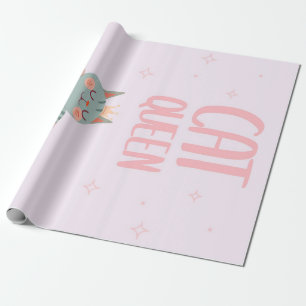 Cute Cat Queen Gift Idea, Kitten Cat Funny Gift Wrapping Paper
