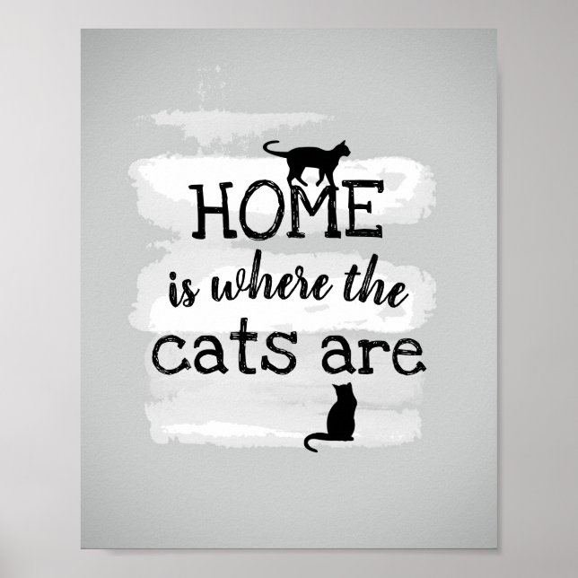 cute cat quote grey and white paint design poster (Front)