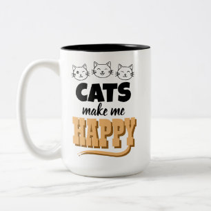 Cute Cat Quote Typography Minimalist Cat Lover Two-Tone Coffee Mug
