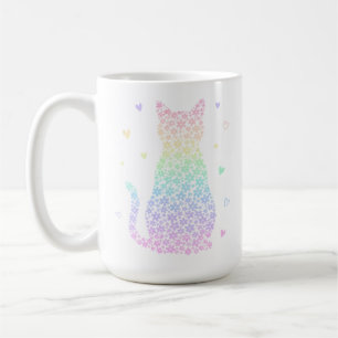  cute cat  rainbow hearts pastel gradient pattern coffee mug