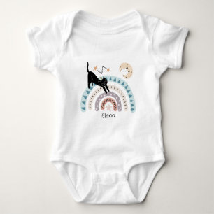 Cute Cat Rainbow Unicorn Custom Name Baby Bodysuit