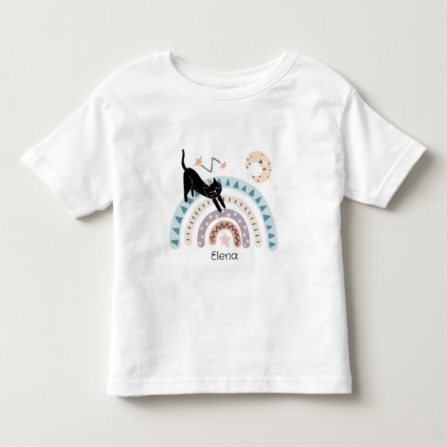 Cute Cat Rainbow Unicorn Custom Name      Toddler T-Shirt (Front)