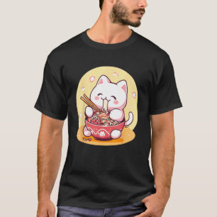 Cute Cat Ramen Noodles Japanese Neko T-Shirt