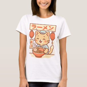 Cute Cat Ramen Shop T-Shirt Japanese Kawaii Nood