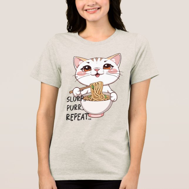 Cute Cat Ramen Tee - Slurp, Purr, Repeat (Front)