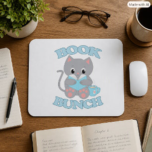 Cute Cat Reading a Book for Cat Lovers Mouse Pad