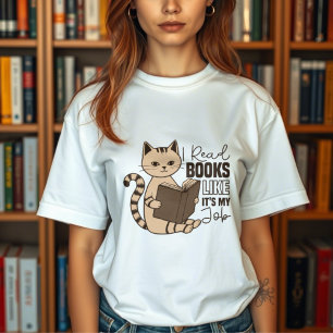 Cute Cat Reading a Book Tri-Blend Shirt