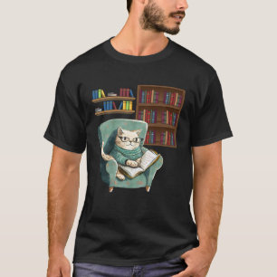 Cute Cat Reading Book Bookworms Cat  Reading T-Shirt
