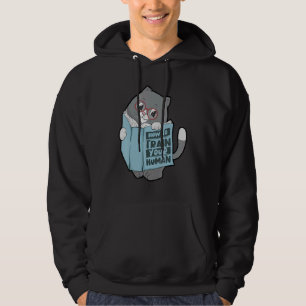 Cute Cat Reading Book Train Your Human Book Cat Hoodie