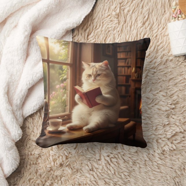 Cute Cat Reading Cushion (Blanket)