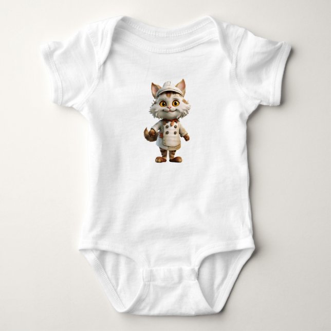 Cute cat ready to cook baby bodysuit (Front)