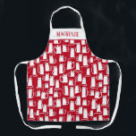 Cute Cat Red and White Personalised Apron<br><div class="desc">Fun little white kitty cats on a festive red background. Purrfect for animal lovers. Change the name to customise.</div>