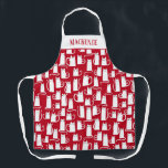 Cute Cat Red and White Personalised Apron<br><div class="desc">Fun little white kitty cats on a festive red background. Purrfect for animal lovers. Change the name to customise.</div>