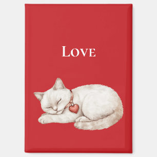 Cute Cat Red Heart Love Magnet