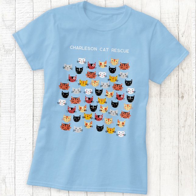 Cute Cat Rescue Personalised T-Shirt (Cute kitty cat Cat Rescue charity organization custom t-shirt)