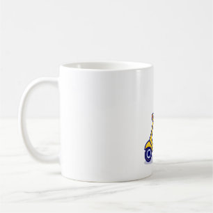 cute cat rid scooter cartoon icon illustration coffee mug