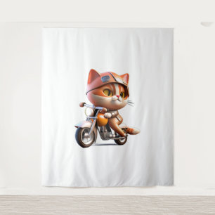 CUTE CAT riding a motocycle Classic T-Shirt Tapestry