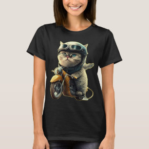 Cute cat riding a motorcycle wearing an helmet T-Shirt