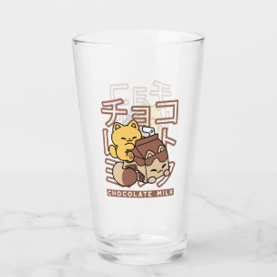 Cute Cat Riding Chocolate Milk Carton Kawaii Art Glass
