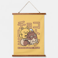 Cute Cat Riding Chocolate Milk Carton Kawaii Art