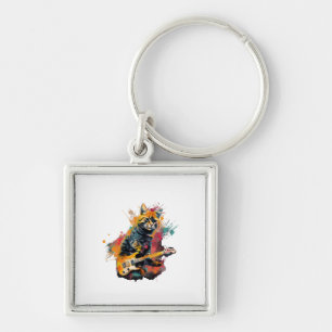 cute cat rocks tar design  key ring