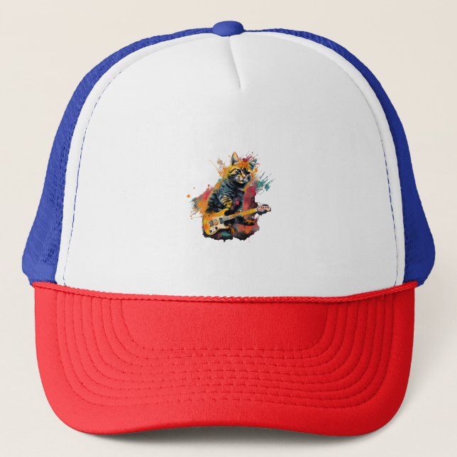cute cat rocks tar design  trucker hat (Front)