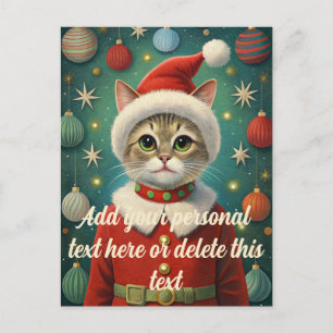 Cute cat santa claus Christmas Postcard