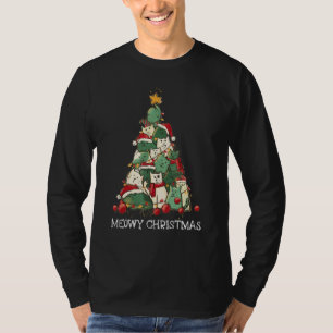 Cute Cat Santa Hat Christmas Tree Cat  Meowy Xmas T-Shirt