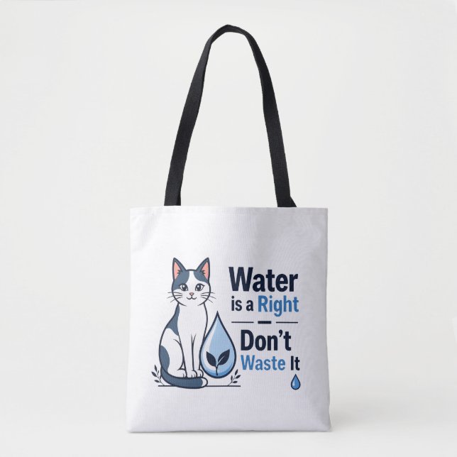 Cute Cat Save Water Eco Friendly Canvas  Tote Bag (Front)