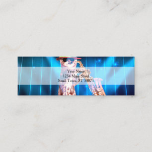 Cute Cat Saxophonist Mini Business Card