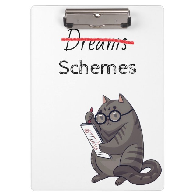 Cute Cat Schemes Funny Cat Clipboard (Front)