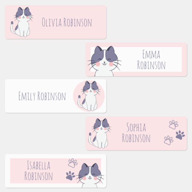 Cute Cat School Preschool Daycare Labels (Group)