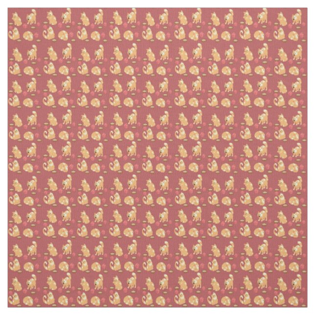 Cute Cat Seamless Pattern Fabric (Swatch)