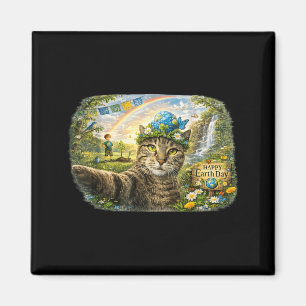 Cute Cat Selfie Earth Day Nature Celebration Funny Magnet