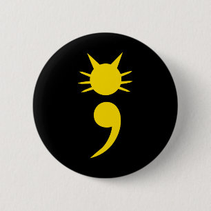 Cute Cat Semicolon May Mental Health Awareness Mon 6 Cm Round Badge