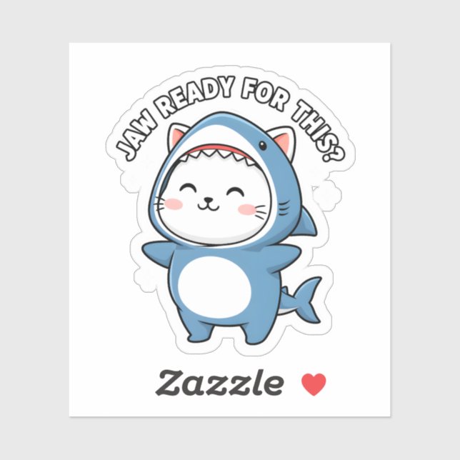 Cute Cat Shark Costume "Jaw Ready For This?" (Sheet)